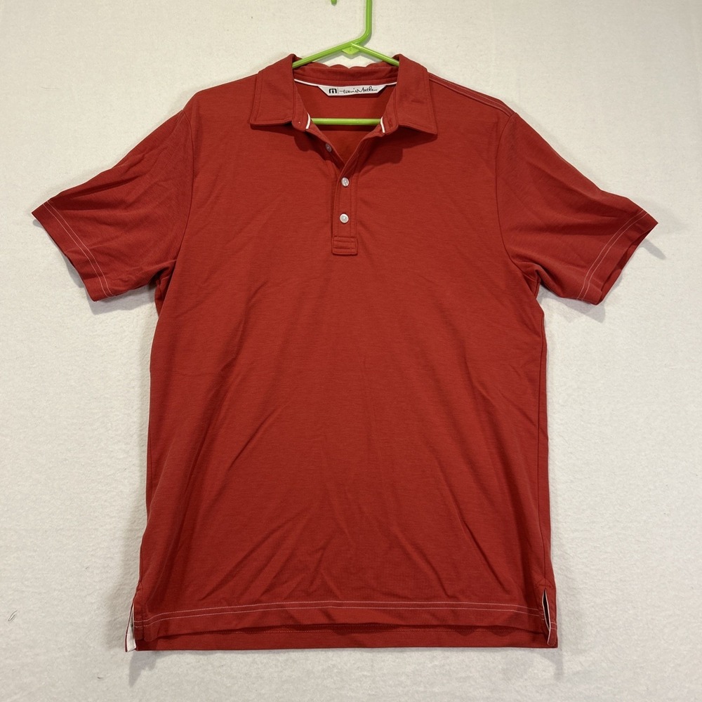 TravisMathew Golf Polo Shirt Mens Medium Pink Short Sleeve Logo Casual